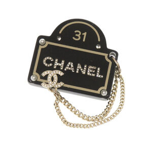 Chanel Coco Mark Faux Pearl Stone Silver Brooch Accessory 1389 CHANEL
